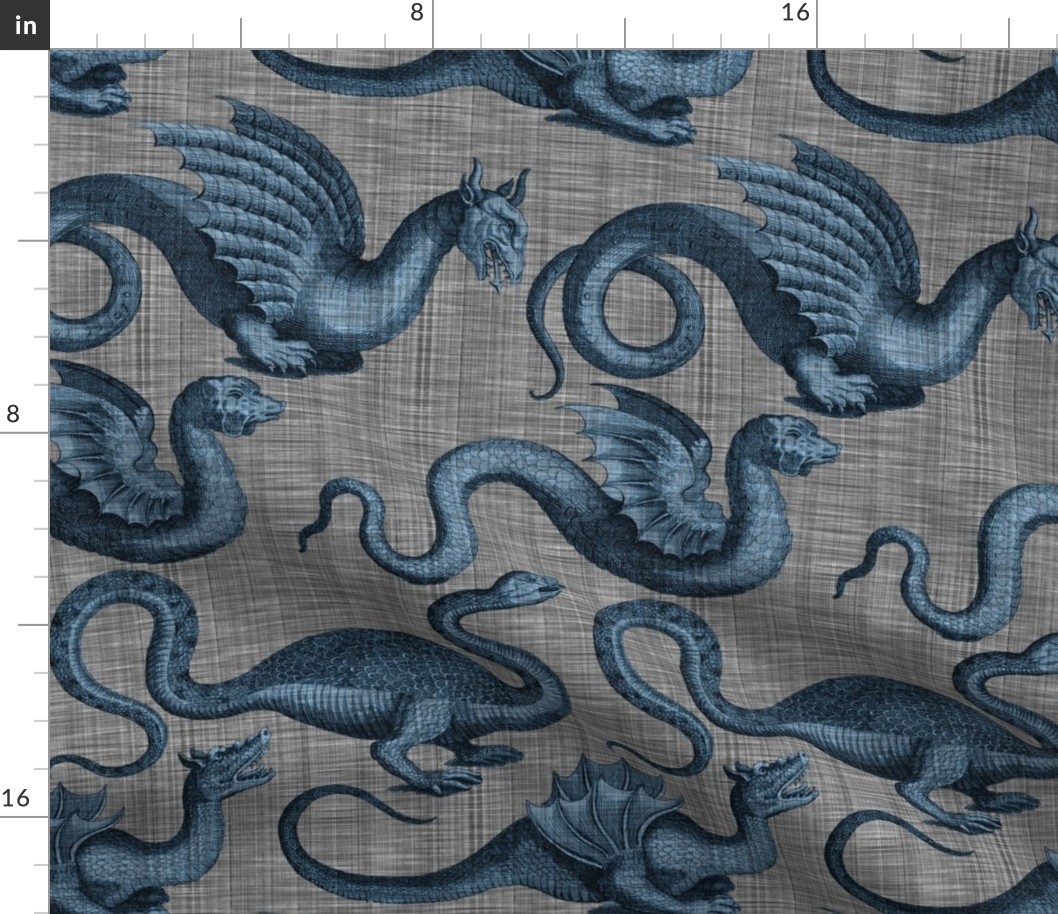 Draco ~  Dastardly Blue on Steel Linen Luxe 