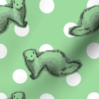 Ferrets and polka-dots - green