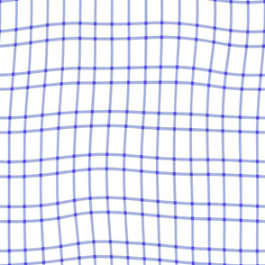 wonky periwinkle plaid on white