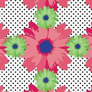 Flower Power Pink and Green Polka Dot in Large