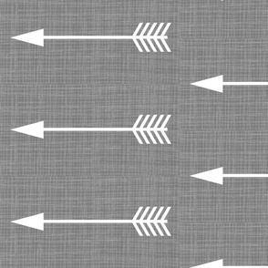 Arrows on Grey Linen - Grey Arrows- rotated