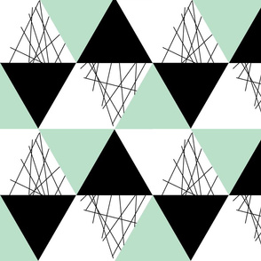 Mint Black White Triangle Cheater Quilt - Baby Blanket