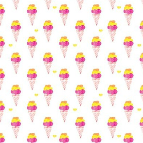 colorful hot pink and yellow summer ice cream cone fun trendy kids water color illustration holiday print Small