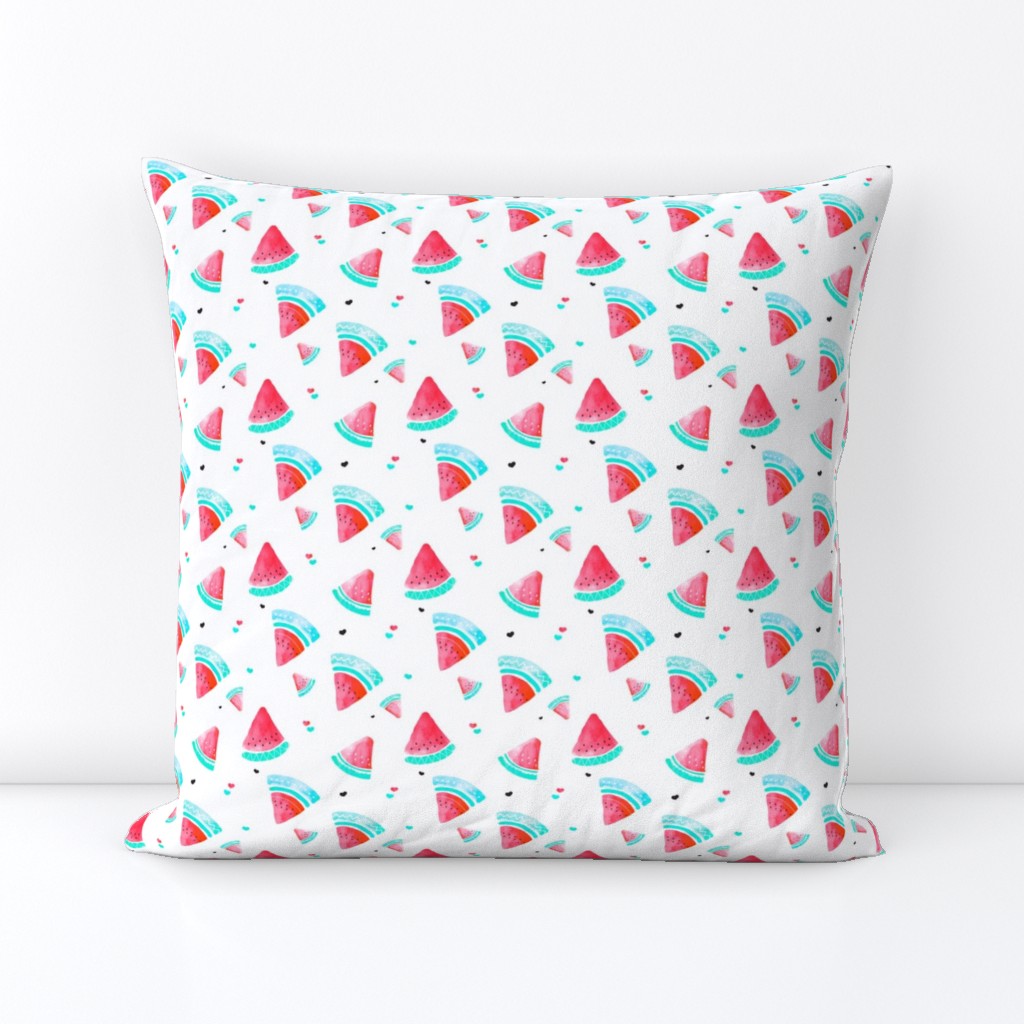 Colorful summer hot red watermelon fruit hand painted watercolor pattern Small