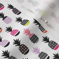 Fun black and white pink and lime color pops geometric pineapple fruit summer beach theme illustration pattern Small