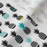Fun black aqua blue and lime ananas color pops geometric pineapple fruit summer beach theme illustration pattern Small