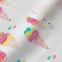 Water color ice cream cone popsicle colorful summer candy food kids illustration pattern print Small