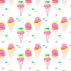 Water color ice cream cone popsicle colorful summer candy food kids illustration pattern print Small