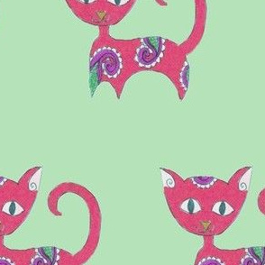 Fuchsia Paisley Cat