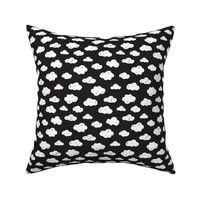 White clouds black and white night abstract geometric gender neutrals prints for kids Small