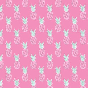 Hot pink summer pineapple illustration trendy kids fashion print pattern Small