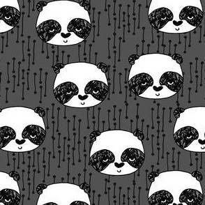 panda // charcoal grey panda face cute scandi nursery fabric cute panda design