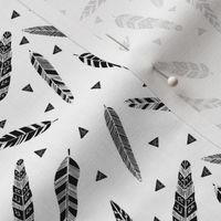 Inky Feathers fabric //- White and Black (Smaller Size) by Andrea Lauren