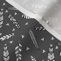 Inky Feathers fabric // - Charcoal (Smaller Version) by Andrea Lauren