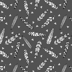 Inky Feathers fabric // - Charcoal (Smaller Version) by Andrea Lauren