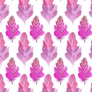 Seamless pattern of pink feathers