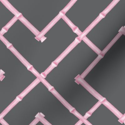 Osaka Bamboo Trellis in Charcoal / Pink