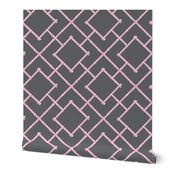 Osaka Bamboo Trellis in Charcoal / Pink