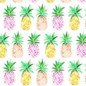 Mixed Watercolor Pineapples