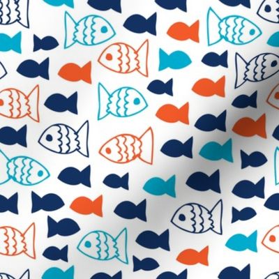 Cute blue and orange fish illustration for boys