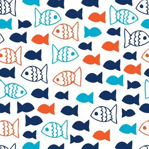 Cute blue and orange fish illustration for boys