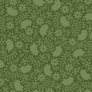 Hedgehogs in the Leaves (Olive Green)