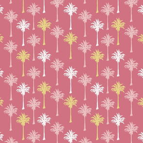 Palm Trees in Pinks, Yellow and White