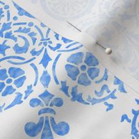 Seville Damask in watercolor Delft