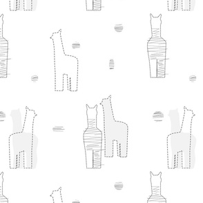 Llama pattern white & gray