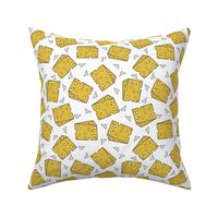 cheese fabric // novelty food fabric print for craft projects 