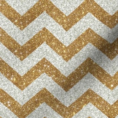 Glitter Chevron Silver and Gold