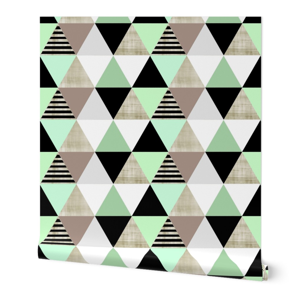 Gray Sketch Mint Triangle Quilt