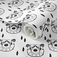 bear head // geometric bw bear head black and white geo bear head bear fabric