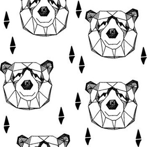 bear head // geometric bw bear head black and white geo bear head bear fabric