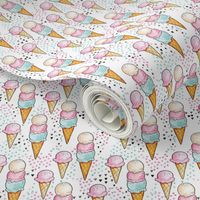 Pink Ice Cream SMALL // trendy, modern, watercolor, summer, sweet, girl, mint, cone, tamara arcilla, tamara_arcilla