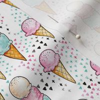 Pink Ice Cream SMALL // trendy, modern, watercolor, summer, sweet, girl, mint, cone, tamara arcilla, tamara_arcilla