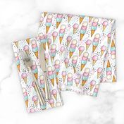 Pink Ice Cream SMALL // trendy, modern, watercolor, summer, sweet, girl, mint, cone, tamara arcilla, tamara_arcilla