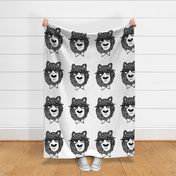 bowtie bear // cut and sew plush plushie black and white kids nursery baby pillow