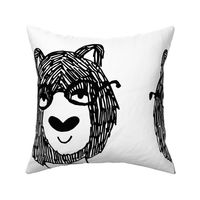 bowtie bear // cut and sew plush plushie black and white kids nursery baby pillow