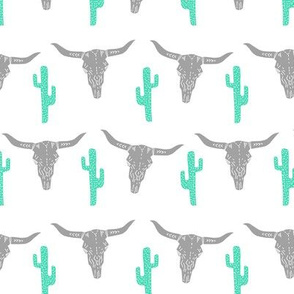 longhorn skull // southwest cactus mint nursery baby kids cowboy southwest