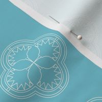 White Ornamental Pattern on Turquoise