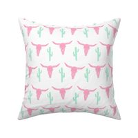 longhorn skull // pink and green nursery baby girl sweet nursery texas skull longhorn 