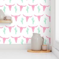 longhorn skull // pink and green nursery baby girl sweet nursery texas skull longhorn 