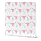 longhorn skull // pink and green nursery baby girl sweet nursery texas skull longhorn 