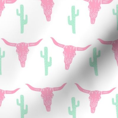 longhorn skull // pink and green nursery baby girl sweet nursery texas skull longhorn 