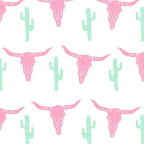 longhorn skull // pink and green nursery baby girl sweet nursery texas skull longhorn 