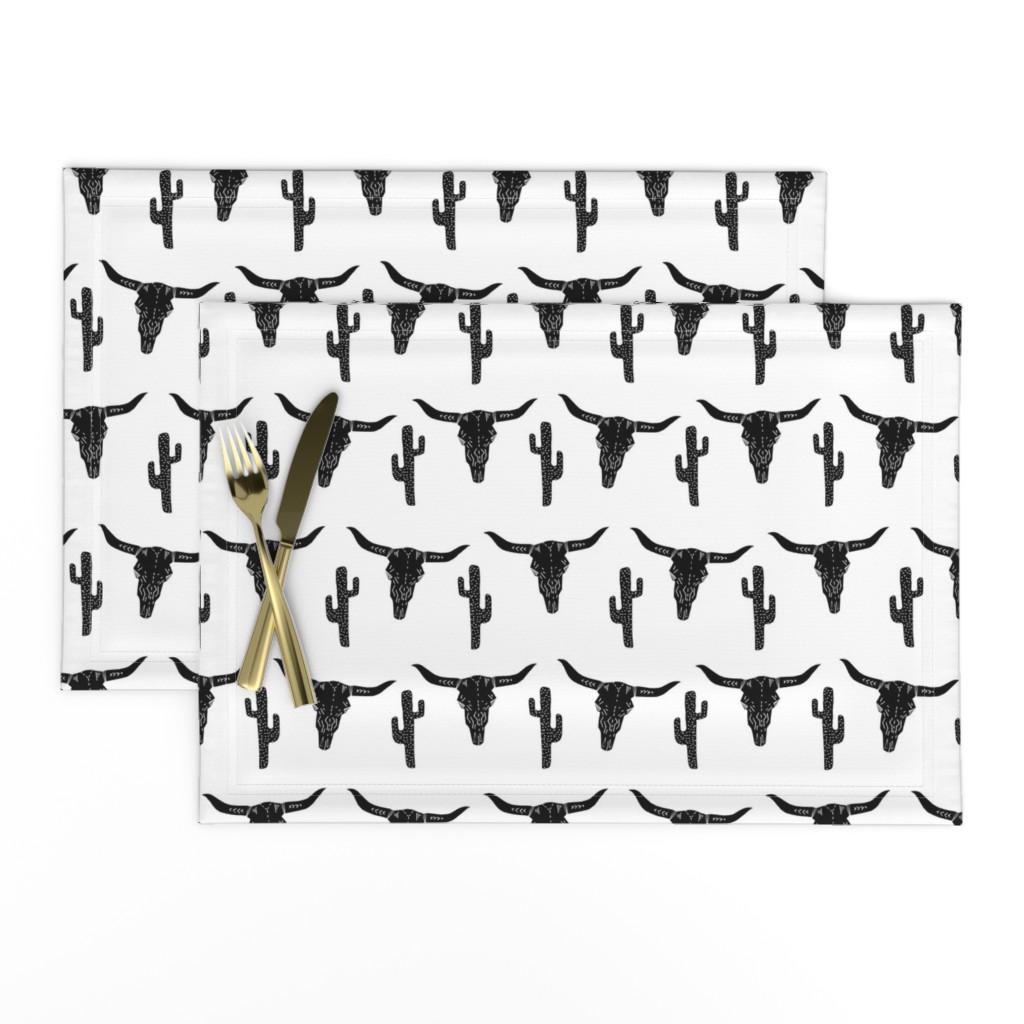 longhorn skull // black and white southwest cactus kids nursery trendy skulls