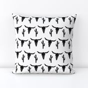 longhorn skull // black and white southwest cactus kids nursery trendy skulls