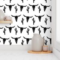 longhorn skull // black and white southwest cactus kids nursery trendy skulls