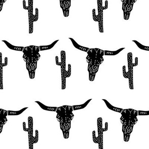 longhorn skull // black and white southwest cactus kids nursery trendy skulls